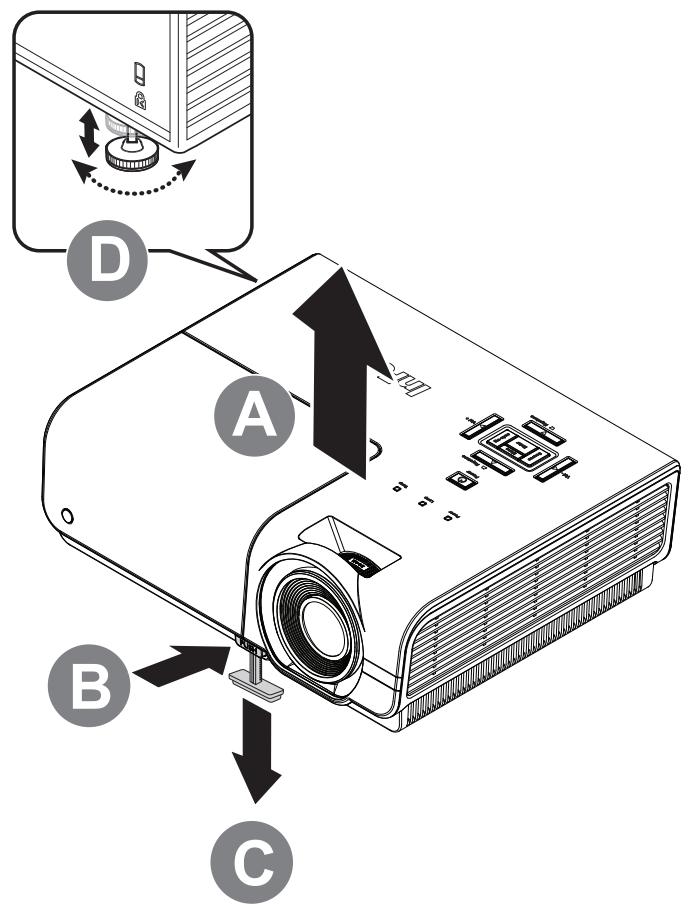 INFOCUS IN3118HD,  IN3124,  IN3126,  IN3924,  IN3926 - Réglage du niveau du projecteur - 1