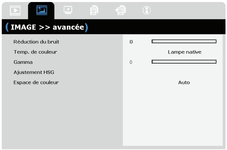 INFOCUS IN3118HD,  IN3124,  IN3126,  IN3924,  IN3926 - IMAGE>>Menu Avancé - 1