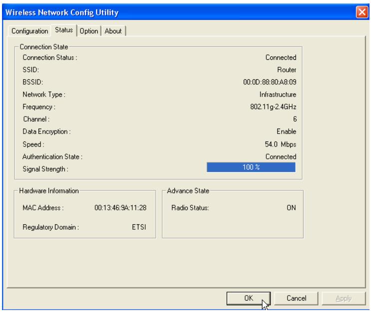 TOPCOM WIRELESS KIT 108MBPS - Statut de la connexion - 1