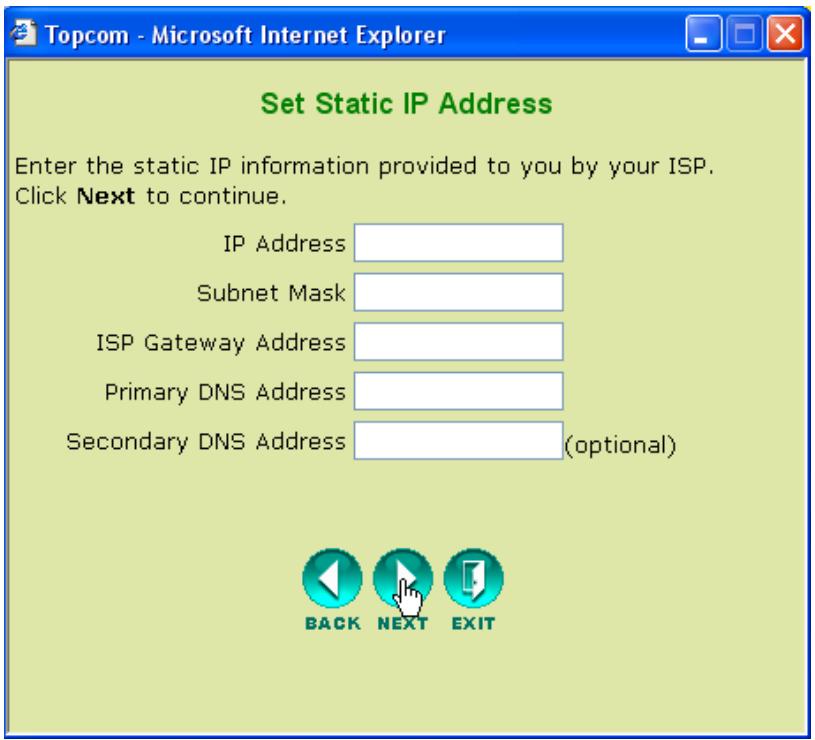 TOPCOM WIRELESS KIT 108MBPS - Static IP Address: - 1