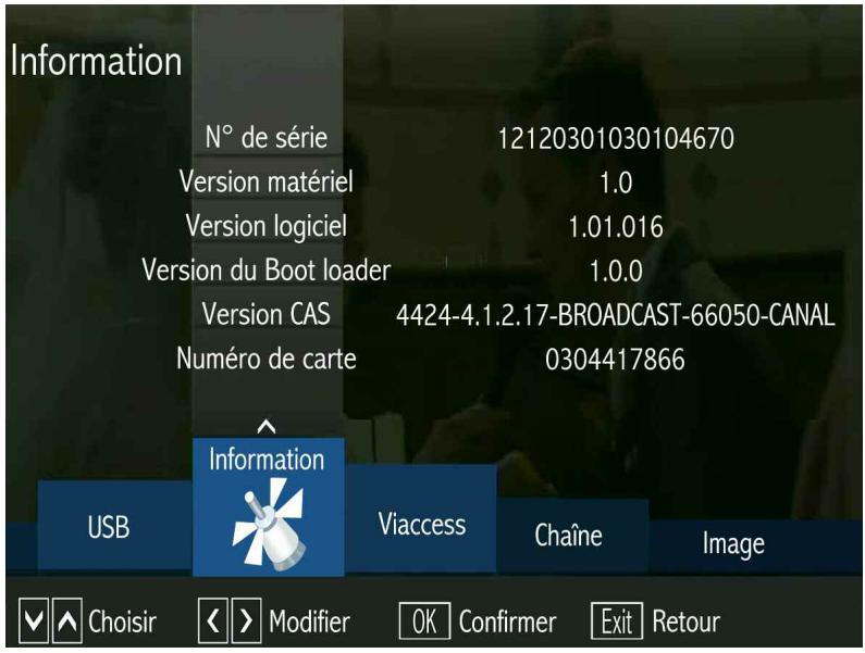 OPTEX ORS 9989-HD - LE SOUS MENU INFORMATION - 1