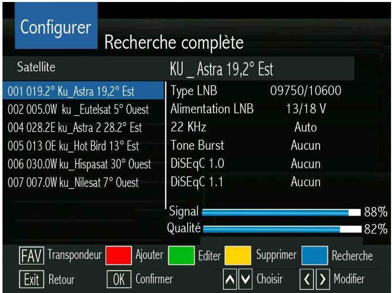 OPTEX ORS 9989-HD - LE SOUS MENU CONFIGURATION (recherche complète des chaînes) - 1