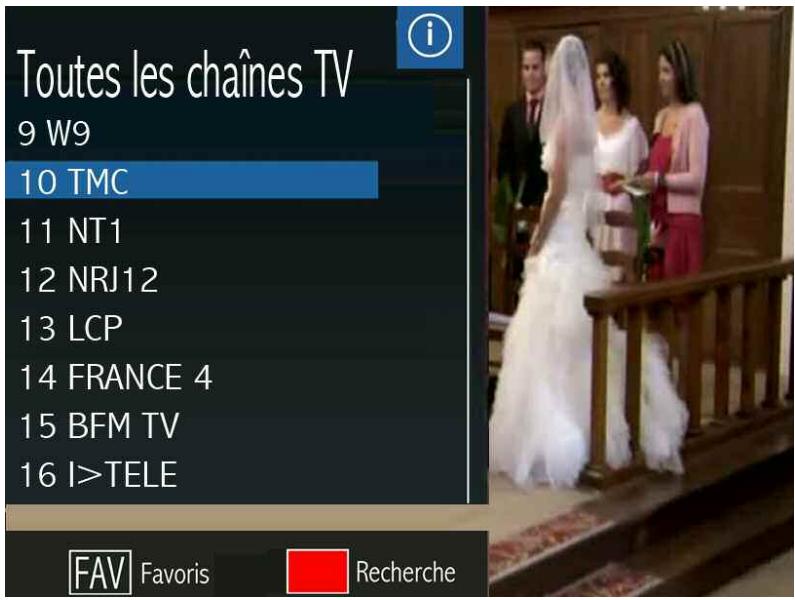 OPTEX ORS 9989-HD - LA LISTE DES CHAINES PAR LA TOUCHE OK - 1