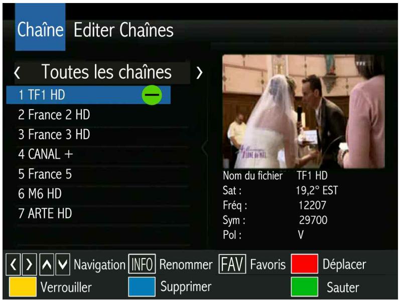 OPTEX ORS 9989-HD - LE SOUS MENU EDITER CHAINES (Sauter une chaîne) - 1