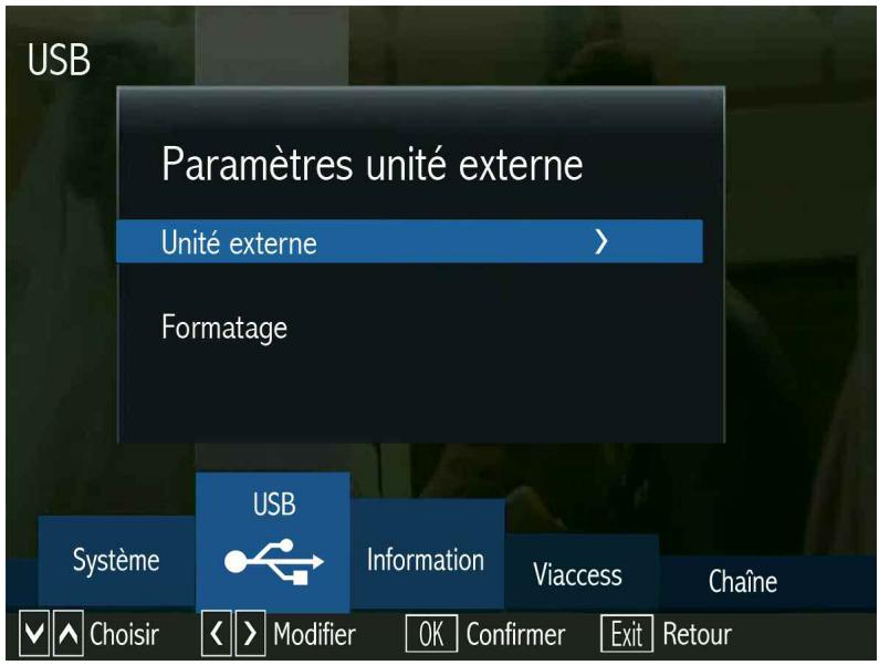 OPTEX ORS 9989-HD - LE SOUS MENU USB (Paramètres PVR/Unité externe) - 1