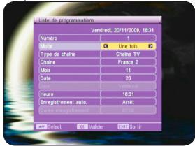 OPTEX ORT 8791 - D.2) enregistrement via le menu «liste de programmations - 1