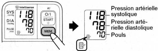 OMRON TENSIOMETRE R2 - Pour afficher des mesures précédentes conservées en mémoire - 1