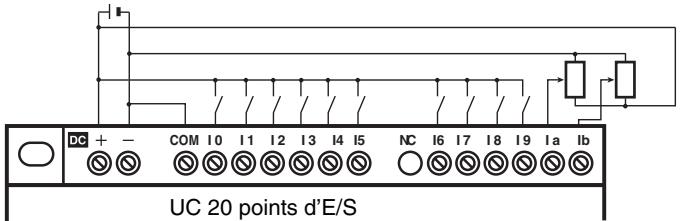 OMRON ZEN - Raccordement des périphériques d'entrée analogiques aux bornes d'entrée la et ib - 1