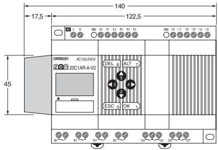 OMRON ZEN - -Dimensions avec le compartiment de batterie monté - 2