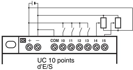 OMRON ZEN - Connexions des dispositifs d'entrée analogiques aux bornes d'entrée I4 et I5 - 1