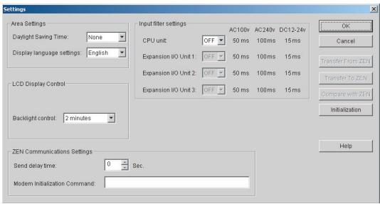 OMRON ZEN-SOFT01-V4 - 4-1-1 Paramètres - 1