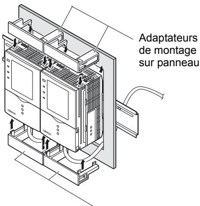OMRON ZFV-C - Installez les petits adaptateurs de montage sur les quatre trous situés sur l'amplificateur. - 1
