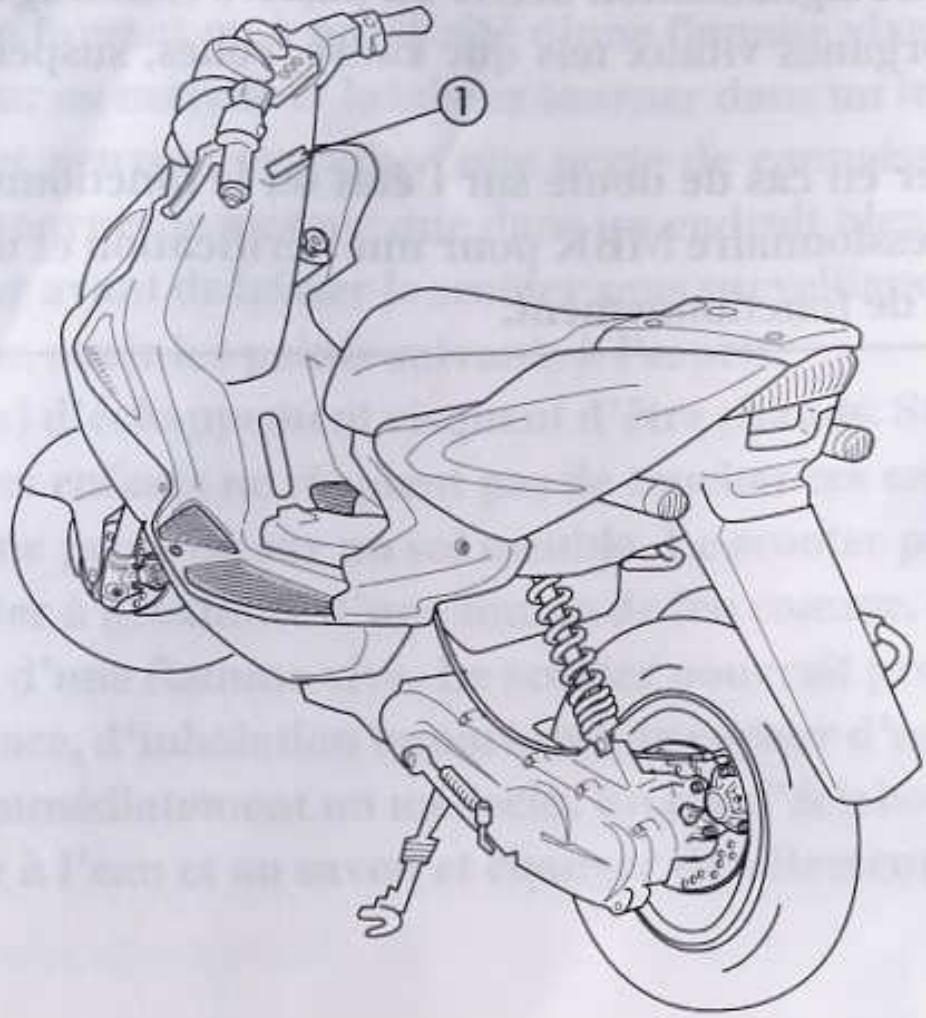 MBK YQ50 - EMPLACEMENT DES ETIQUETTES IMPORTANTES - 1