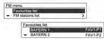 CHEVROLET TRAX - Menu AM/FM/DAB  Favorites list (liste des favorsis) - 1