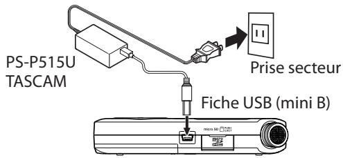 TASCAM DR-05 - Emploi d'un adaptateur secteur (vendu séparément) - 1