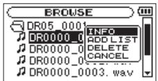 TASCAM DR-05 - Opérations sur les fichiers - 1