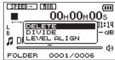 TASCAM DR-05 - Écran de menu quick - 1