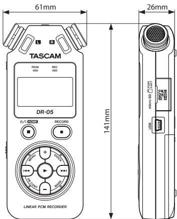 TASCAM DR-05 - Dessin avec cotes - 1