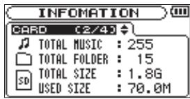 TASCAM DR-100 - Informations sur la carte (CARD) - 1