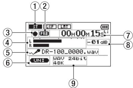 TASCAM DR-100 - Écran d'enregistrement - 1