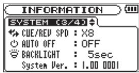 TASCAM DR-100 - Informations sur le système (SYSTEM) - 1