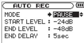 TASCAM DR-100 - Mettre automatique en PAUSE l'enregistrement (PAUSE) - 1