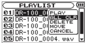 TASCAM DR-100 - Effacer la totalité de la playlist (ALL CLR) - 1