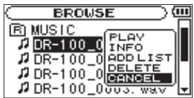 TASCAM DR-100 - Travailler avec les fichiers - 1