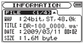 TASCAM DR-100 - Informations sur le fichier (FILE) - 1