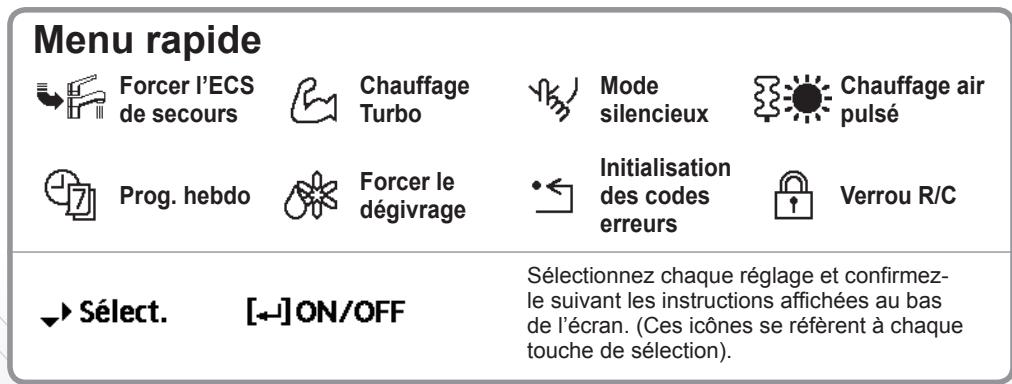 PANASONIC WHMDC16H6E5 - Comment utiliser le menu rapide - 3