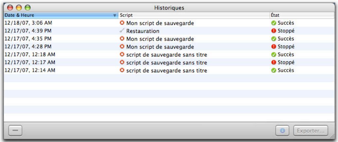 LACIE INTEGO BACKUP ASSISTANT - Historique : revue des événements - 2