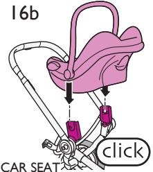 QUINNY MOODD - Car seat and bassinet must be positioned so that child faces the stroller handle (Figure 16a). - 4