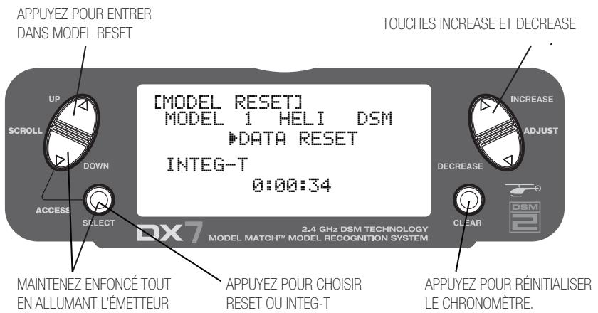 SPEKTRUM DX7 - Pour procéder à une réinitialisation d'un modèle ou du chronomètre intégré - 1