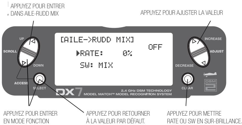 SPEKTRUM DX7 - Mixage aileron - gouvernail - 1