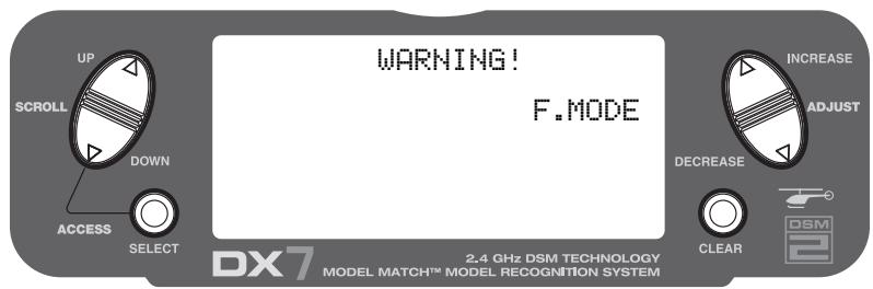 SPEKTRUM DX7 - Écran d'alerte pour gaz forcés/mode voltige - 1