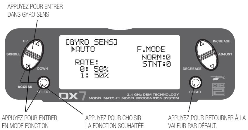 SPEKTRUM DX7 - Sensibilité du gyroscope. - 1