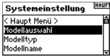 SPEKTRUM DX8 - Auswahl Menü Systemeinstellung - 1