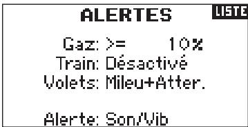 SPEKTRUM DX8 - Accès à l'écranwarnings (avertissements) - 2