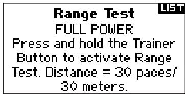 SPEKTRUM DX8 - To Access the Range Test screen - 2