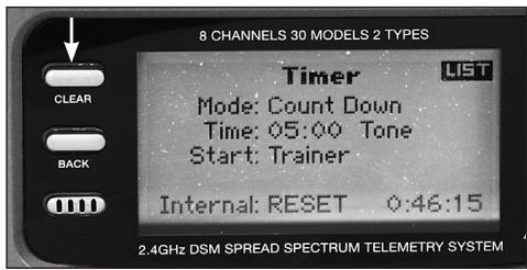 SPEKTRUM DX8 - To Reset the Internal Timer - 2