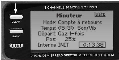 SPEKTRUM DX8 - Réinitialisation du chronomètre interne (internal timer) - 2