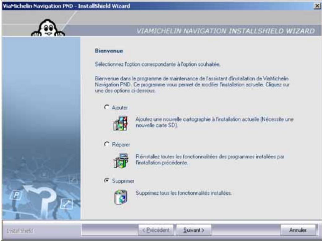 VIAMICHELIN NAVIGATION X-960 - Désinstallation des programmes - 1