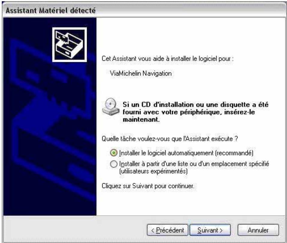 VIAMICHELIN NAVIGATION X-960 - Assistant d'ajout de nouveau matériel détecté - 1