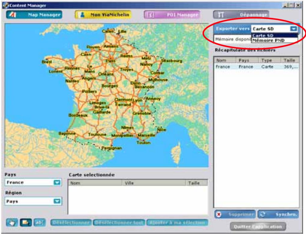 VIAMICHELIN NAVIGATION X-970T - Exportation de la carte - 1