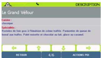 VIAMICHELIN NAVIGATION X-980T - Comment consulter la description d'un POI ? - 3