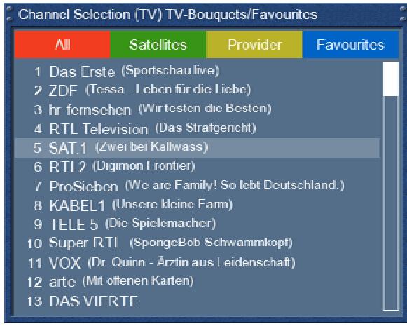 DREAM MULTIMEDIA DM7025 - Changement de canal en utilisant la liste de service - 1