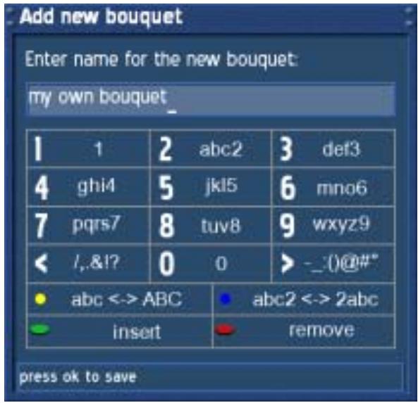 DREAM MULTIMEDIA DREAM DREAMBOX DM-500S - Service organizing - Adding a new Bouquet - 4