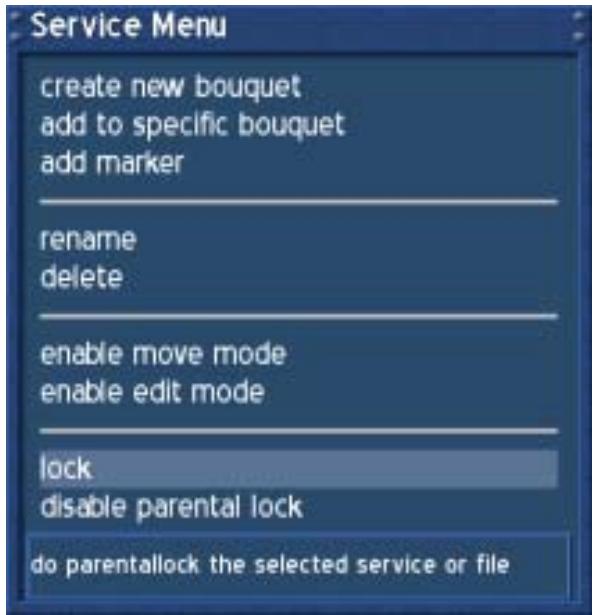 DREAM MULTIMEDIA DREAM DREAMBOX DM-500S - Locking a service - 2