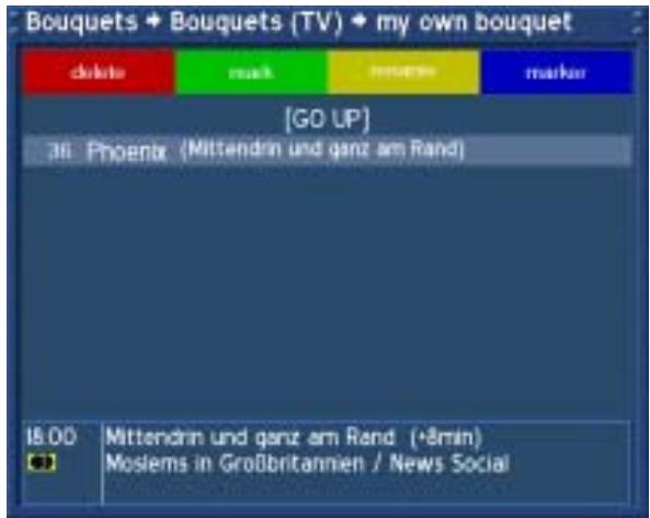 DREAM MULTIMEDIA DREAM DREAMBOX DM-500S - Service organizing - Editing a Bouquet - 4