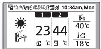 10:34am, Mon 1 2 23 44 40°C 18°C